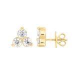 18K YELLOW GOLD 1.00CT ROUND DIAMOND LADIES EARRINGS - Image 2