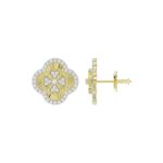 18K YELLOW GOLD 1/2CT ROUND DIAMOND LADIES EARRINGS - Image 2