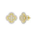 18K YELLOW GOLD 1/2CT ROUND DIAMOND LADIES EARRINGS - Image 3