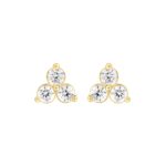18K YELLOW GOLD 1/2CT ROUND DIAMOND LADIES EARRINGS