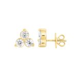 18K YELLOW GOLD 1/2CT ROUND DIAMOND LADIES EARRINGS - Image 2