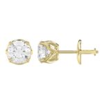 18K YELLOW GOLD 1/3CT ROUND DIAMOND LADIES EARRINGS - Image 2