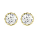 18K YELLOW GOLD 1CT ROUND DIAMOND LADIES EARRINGS(CENTER STONE ROUND DIAMOND 7/8CT)