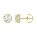 18K YELLOW GOLD 1CT ROUND DIAMOND LADIES EARRINGS(CENTER STONE ROUND DIAMOND 7/8CT) - Image 2