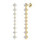 18K YELLOW GOLD 2CT ROUND DIAMOND LADIES EARRINGS - Image 2