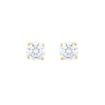 18K YELLOW GOLD 3/4CT ROUND DIAMOND LADIES EARRINGS(CENTER STONE ROUND DIAMOND 5/8CT)