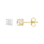 18K YELLOW GOLD 3/4CT ROUND DIAMOND LADIES EARRINGS(CENTER STONE ROUND DIAMOND 5/8CT) - Image 2
