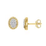 STERLING SILVER YELLOW 1/5CT ROUND DIAMOND LADIES EARRINGS - Image 2