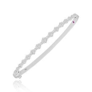 14K WHITE GOLD 1 1/3CT ROUND/PINK SAPPHIRE DIAMOND LADIES BANGLE