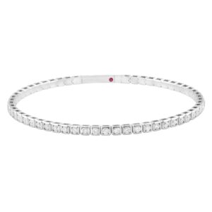 14K WHITE GOLD 1 7/8CT ROUND DIAMOND LADIES FLEXIBLE BANGLE