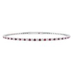 14K WHITE GOLD 2 1/2CT ROUND/ROUND RUBY DIAMOND LADIES FLEXIBLE BANGLE