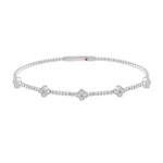 14K WHITE GOLD 3/8CT ROUND DIAMOND LADIES BANGLE