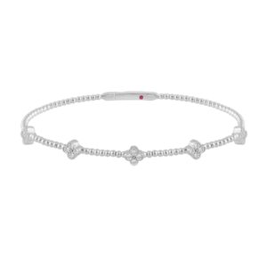 14K WHITE GOLD 3/8CT ROUND DIAMOND LADIES BANGLE