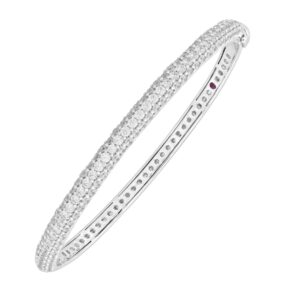 14K WHITE GOLD 3CT ROUND DIAMOND LADIES BANGLE