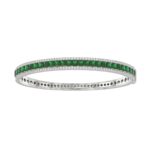 14K WHITE GOLD 4 1/3CT ROUND/PRINCESS DIAMOND LADIES BANGLE(COLOR STONE PRINCESS GREEN EMERALD DIAMOND 3 1/4CT)