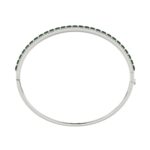 14K WHITE GOLD 4 1/3CT ROUND/PRINCESS DIAMOND LADIES BANGLE(COLOR STONE PRINCESS GREEN EMERALD DIAMOND 3 1/4CT) - Image 3