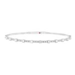 14K WHITE GOLD 5/8CT ROUND/BAGUETTE DIAMOND LADIES FLEXIBLE BANGLE