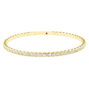 14K YELLOW GOLD 1 7/8CT ROUND DIAMOND LADIES FLEXIBLE BANGLE