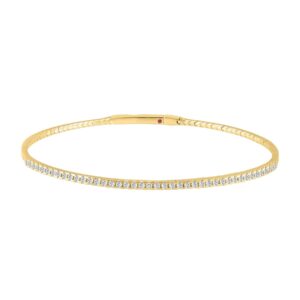 14K YELLOW GOLD 1/2CT ROUND DIAMOND LADIES BANGLE