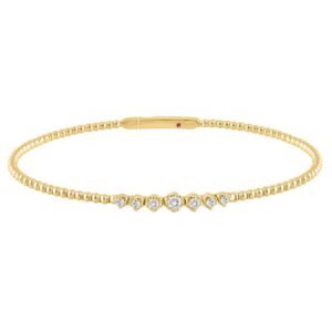 14K YELLOW GOLD 1/4CT ROUND DIAMOND LADIES BANGLE
