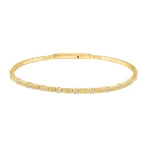 14K YELLOW GOLD 1/5CT ROUND DIAMOND LADIES BANGLE