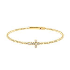 14K YELLOW GOLD 1/6CT ROUND DIAMOND LADIES BANGLE