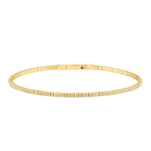 14K YELLOW GOLD 1/6CT ROUND DIAMOND LADIES BANGLE