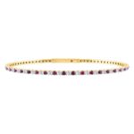 14K YELLOW GOLD 2 1/2CT ROUND/ROUND RUBY DIAMOND LADIES FLEXIBLE BANGLE