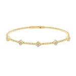 14K YELLOW GOLD 3/8CT ROUND DIAMOND LADIES BANGLE