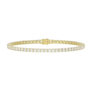 14K YELLOW GOLD 3CT ROUND DIAMOND LADIES TENNIS BRACELET