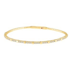 14K YELLOW GOLD 5/8CT ROUND DIAMOND LADIES BANGLE