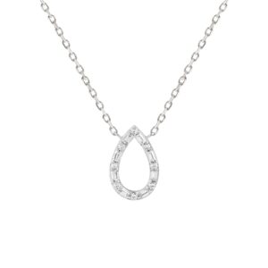 10K WHITE GOLD 1/6CT ROUND/BAGUETTE DIAMOND LADIES PENDANT