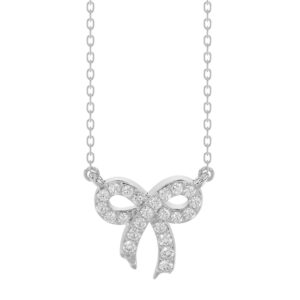 10K WHITE GOLD 1/6CT ROUND/PINK SAPPHIRE DIAMOND LADIES NECKLACE