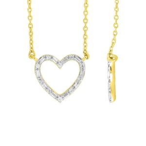 10K YELLOW GOLD 1/5CT ROUND/BAGUETTE DIAMOND LADIES PENDANT WITH CHAIN