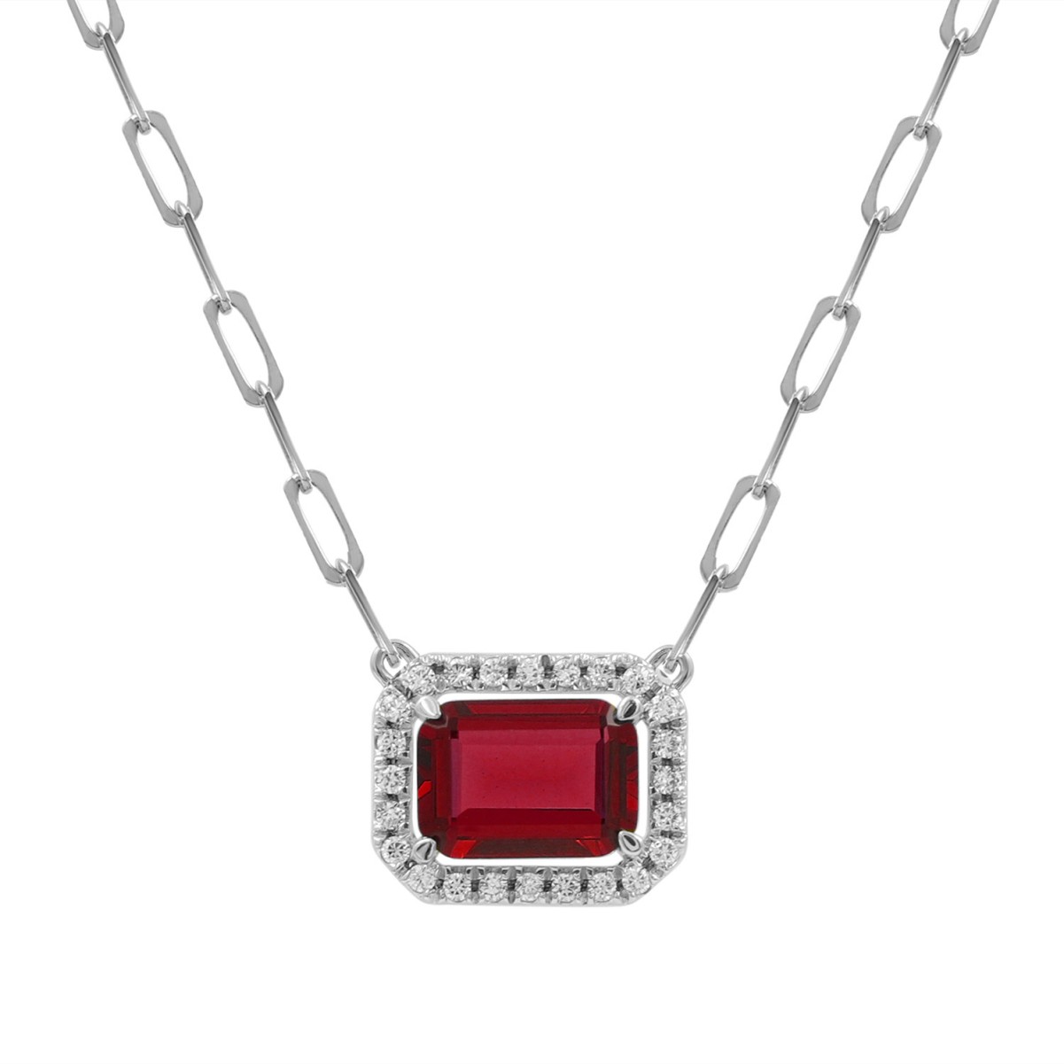 19177800_VA32881W-1201x1201.jpg 14K WHITE GOLD 1 1/5CT ROUND/BAGUETTE RUBY DIAMOND LADIES NECKLACE (RUBY DIAMOND 1CT) - Image 1