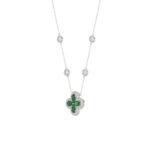 14K WHITE GOLD 1 5/8CT ROUND/PEAR DIAMOND LADIES PENDANT(COLOR STONE PEAR GREEN EMERALD DIAMOND 1.20CT) - Image 2