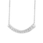 14K WHITE GOLD 1/2CT ROUND/BAGUETTE DIAMOND LADIES NECKLACE - Image 3