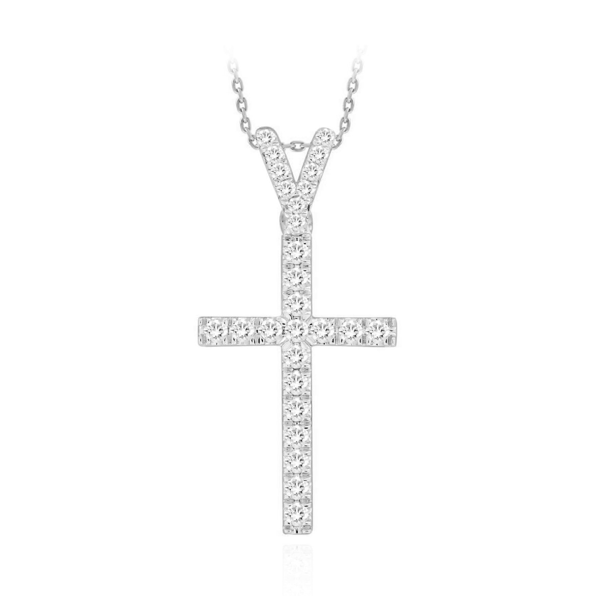 19177869_VA24446W-14K-1201x1201.jpg 14K WHITE GOLD 1/4CT ROUND DIAMOND LADIES PENDANT WITH CHAIN - Image 1