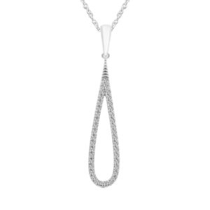 14K WHITE GOLD 1/5CT ROUND DIAMOND LADIES PENDANT WITH CHAIN