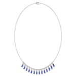 14K WHITE GOLD 7/8CT ROUND/BAGUETTE/PINK SAPPHIRE DIAMOND LADIES NECKLACE (BAGUETTE BLUE SAPPHIRE DIAMOND 3/4CT) - Image 3