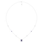 14K WHITE GOLD 7/8CT ROUND/EMERALD BLUE SAPPHIRE DIAMOND LADIES NECKLACE