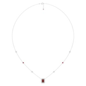 14K WHITE GOLD 7/8CT ROUND/RUBY DIAMOND LADIES NECKLACE (RUBY DIAMOND 1/5CT)