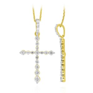 14K YELLOW GOLD 1/2CT ROUND DIAMOND LADIES PENDANT WITH CHAIN