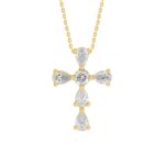 14K YELLOW GOLD 1CT ROUND/PEAR DIAMOND LADIES PENDANT WITH CHAIN