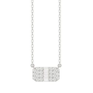 18K WHITE GOLD 1/3CT ROUND/BAGUETTE DIAMOND LADIES PENDANT