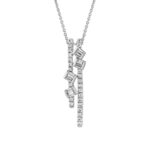 18K WHITE GOLD 1/3CT ROUND/BAGUETTE DIAMOND LADIES PENDANT