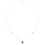 18K WHITE GOLD 7/8CT ROUND/RUBY DIAMOND LADIES NECKLACE(COLOR STONE RUBY DIAMOND 1/2CT)