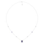 18K WHITE GOLD 7/8CT ROUND/SAPPHIRE DIAMOND LADIES NECKLACE(COLOR STONE SAPPHIRE DIAMOND 1/2CT)
