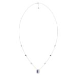 18K WHITE GOLD 7/8CT ROUND/SAPPHIRE DIAMOND LADIES NECKLACE(COLOR STONE SAPPHIRE DIAMOND 1/2CT) - Image 2
