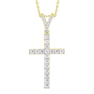 18K YELLOW GOLD 1/2CT ROUND DIAMOND LADIES PENDANT WITH CHAIN